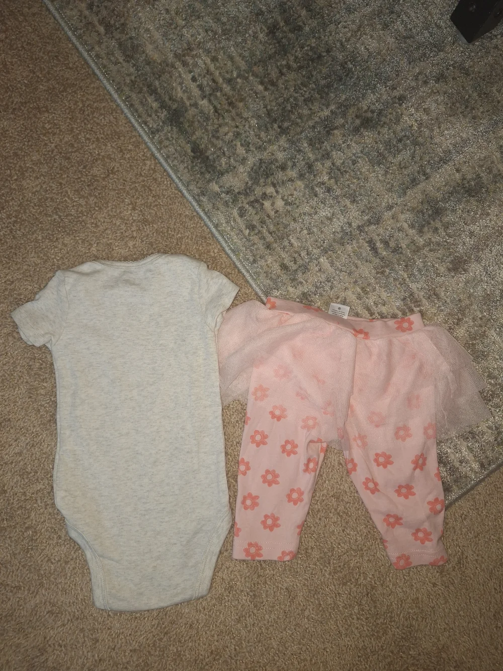 Carter's Pink Floral Tulle Skirt Leggings and Onesie Set
